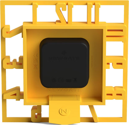 ® Highline Desk Clock | Square skeleten Clock | Yellow | Modern Designer Style for Desk, Table top, Mantel, Shelf or Bedside | for Kitchen, Living Room, Office