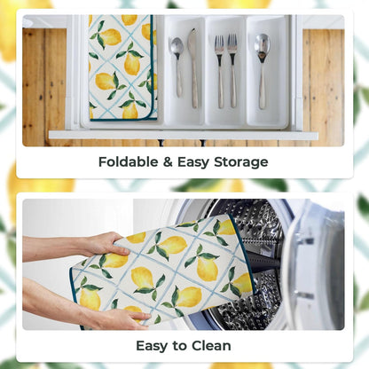 Printed Dish Drying Mats for Kitchen Counter 2 Pack Absorbent Reversible Drying Mats Microfiber Kitchen Countertop Protector Dishes Drying Pad Extra Large 18"x24" Dish Mat