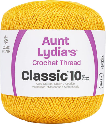 Coats Crochet Aunt Lydia's Crochet, Cotton Classic Size 10, Golden Yellow