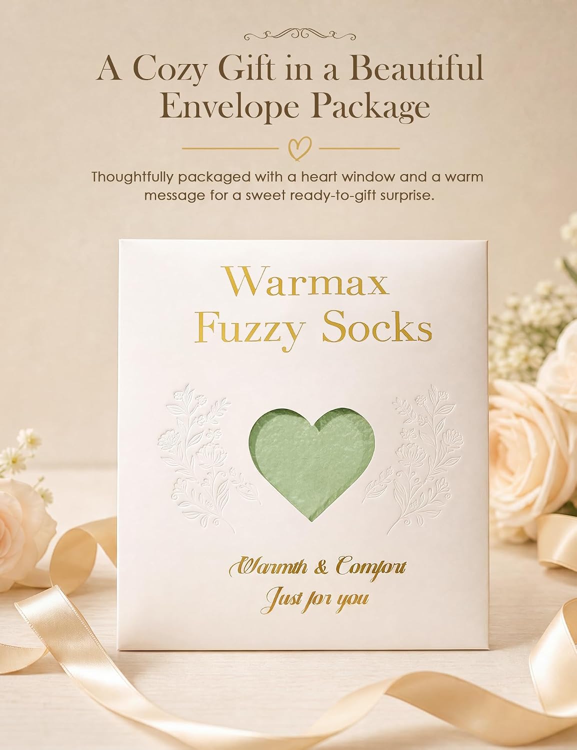 Fuzzy Socks in Envelope Gift Package, Ultra-Soft Plush Cozy Gift for Women | A thoughtful gift for women; With ultra-soft fuzzy socks; Envelope Gift Package; Ready to Gift