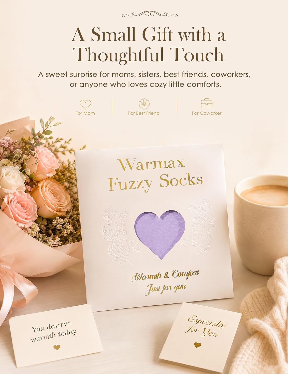 Fuzzy Socks in Envelope Gift Package, Ultra-Soft Plush Cozy Gift for Women | A thoughtful gift for women; With ultra-soft fuzzy socks; Envelope Gift Package; Ready to Gift