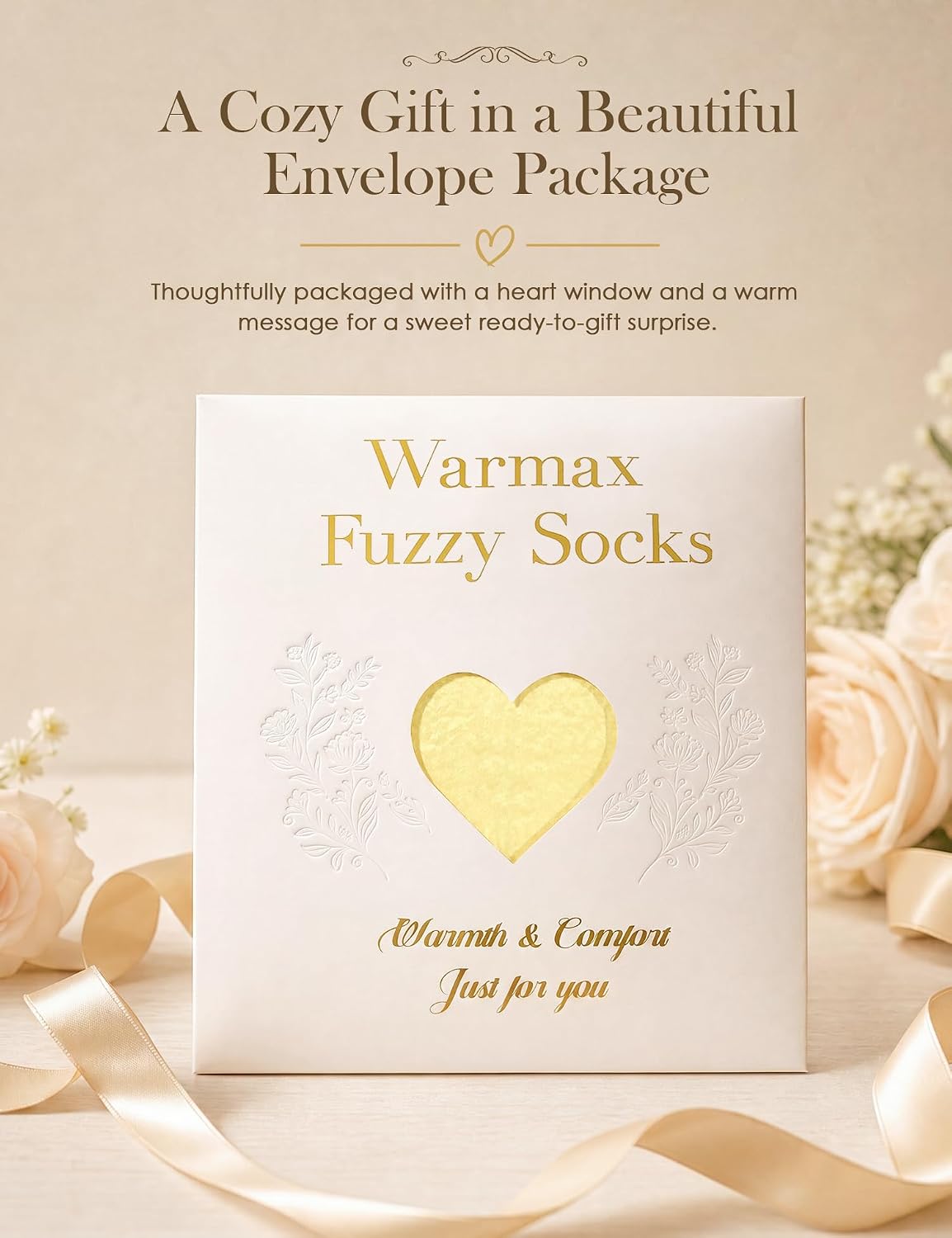 Fuzzy Socks in Envelope Gift Package, Ultra-Soft Plush Cozy Gift for Women | A thoughtful gift for women; With ultra-soft fuzzy socks; Envelope Gift Package; Ready to Gift