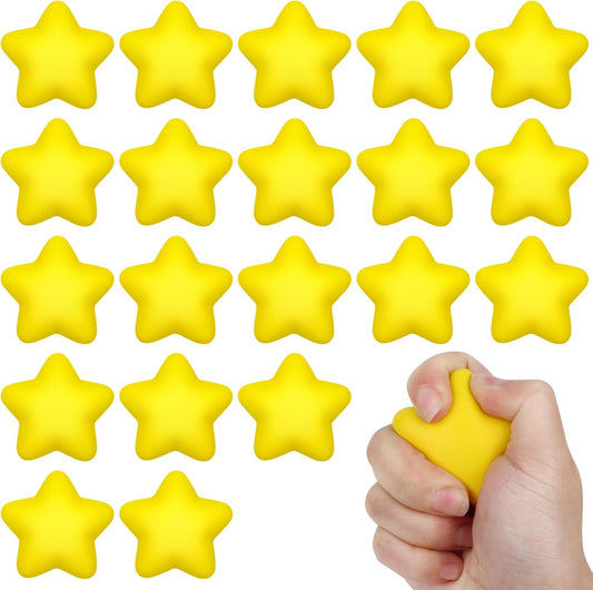 20 Packs for Star Stress Ball Bulk Mini Stress Relief Balls Small Foam Squeeze Anxious Toy for Star Squishies Balls Kids School Carnival Reward Football Party Decorations Supplies