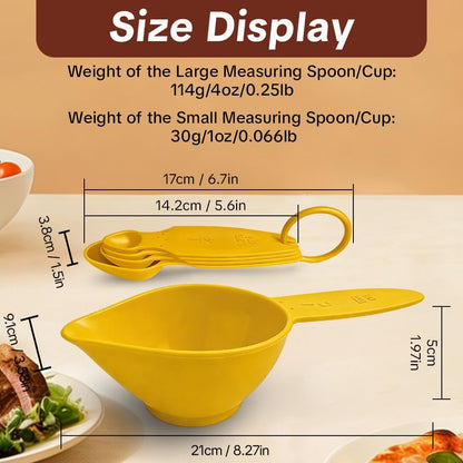 Yellow Braille Measuring Spoon & Cup Set - 8-Piece Nesting Cups & Spoons, Easy to Use for Braille & Sighted Users - Ideal for Baking, Cooking, Science Experiments & Home Use