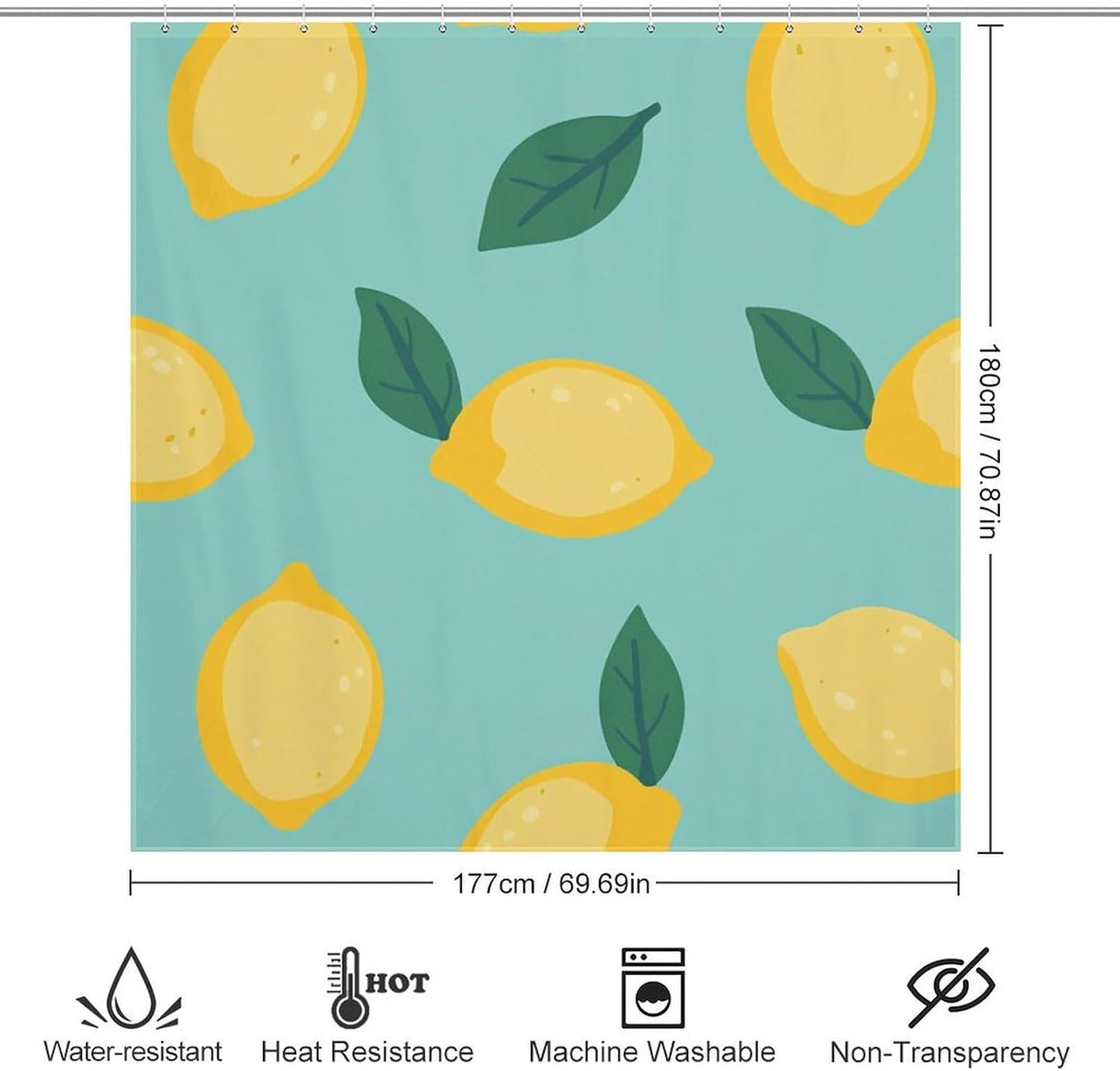 Shower Curtain Yellow Lemons Cute Showers Curtains Fresh Lemons Fruit Spa Shower Curtain Easy Care Fabric for Master and Guest Bathroom 72x72Inch