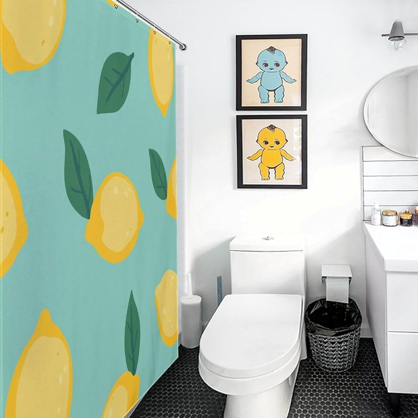 Shower Curtain Yellow Lemons Cute Showers Curtains Fresh Lemons Fruit Spa Shower Curtain Easy Care Fabric for Master and Guest Bathroom 72x72Inch