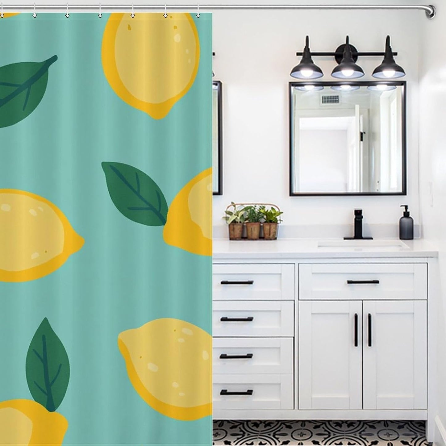 Shower Curtain Yellow Lemons Cute Showers Curtains Fresh Lemons Fruit Spa Shower Curtain Easy Care Fabric for Master and Guest Bathroom 72x72Inch