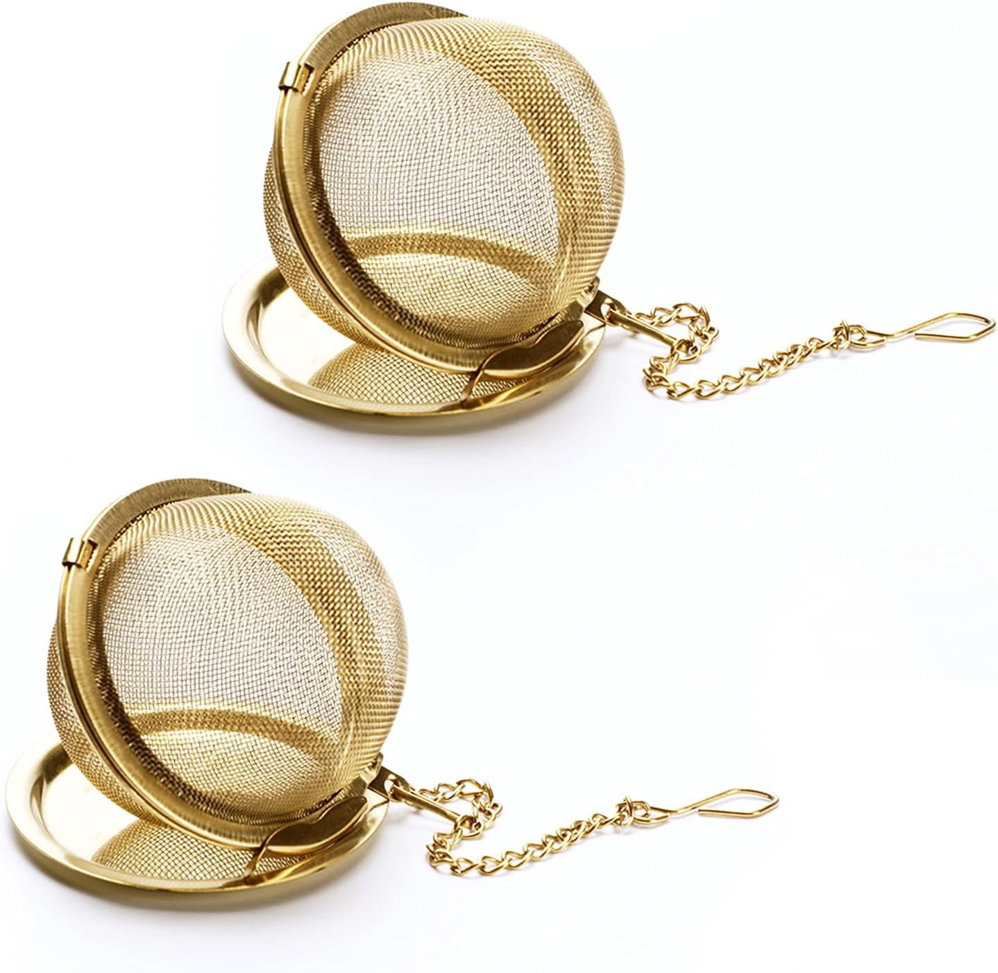 Tea Infuser - Stainless Steel Mesh Tea Ball, Premium Tea Infusers for Loose Tea, Tea Filter Strainers Interval Diffuser with Extended Chain Hook for Brew Tea and Spices & Seasonings (2pcs)