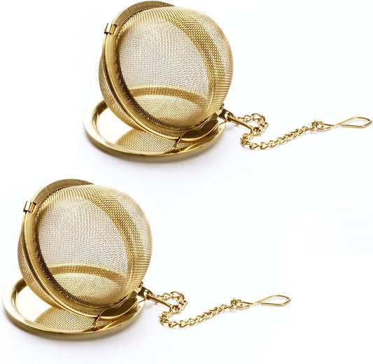 Tea Infuser - Stainless Steel Mesh Tea Ball, Premium Tea Infusers for Loose Tea, Tea Filter Strainers Interval Diffuser with Extended Chain Hook for Brew Tea and Spices & Seasonings (2pcs)