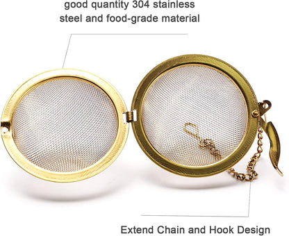 Tea Infuser - Stainless Steel Mesh Tea Ball, Premium Tea Infusers for Loose Tea, Tea Filter Strainers Interval Diffuser with Extended Chain Hook for Brew Tea and Spices & Seasonings (2pcs)