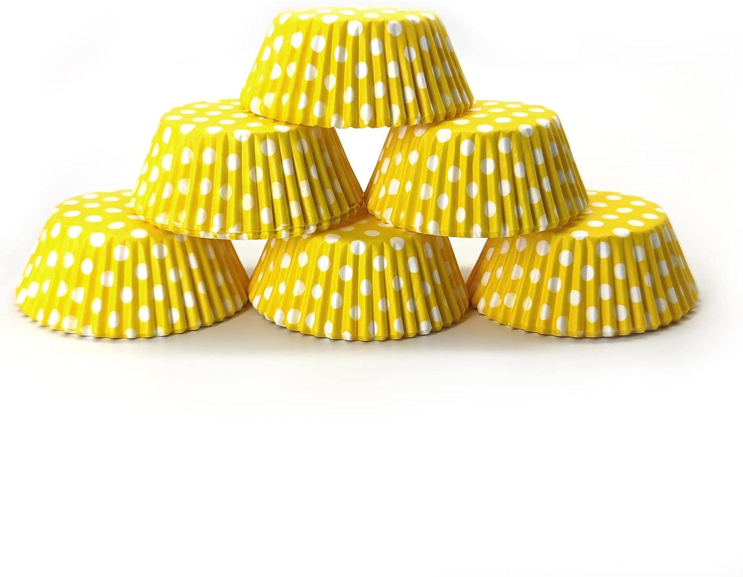 Yellow Standard Baking Cups, Cute Polka Dots Greaseproof Cupcake Liners, 150-Count