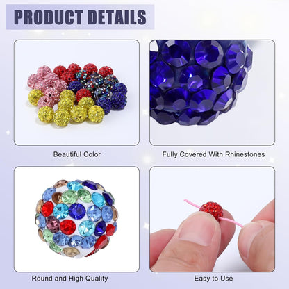 100PCS 10mm Rhinestone Beads Disco Baseball for Jewelry Making,Yellow | Shiny disco beads,Baseball beads,Shamballa bracelets necklace,DIY Handmade crafts,Clay glass rhinestones ,Sparkle appearance