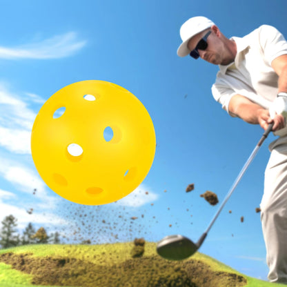 100 Pack Practice Golf Balls Limited Fligh 42mm Golf Balls Practice Training Golf Balls Airflow Hollow Ball for Women Men Indoor Outdoor Backyard Swing Practice Driving (Yellow)