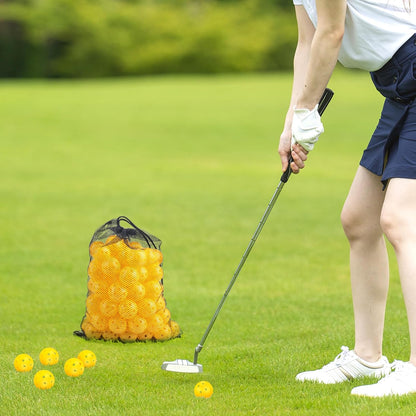 100 Pack Practice Golf Balls Limited Fligh 42mm Golf Balls Practice Training Golf Balls Airflow Hollow Ball for Women Men Indoor Outdoor Backyard Swing Practice Driving (Yellow)