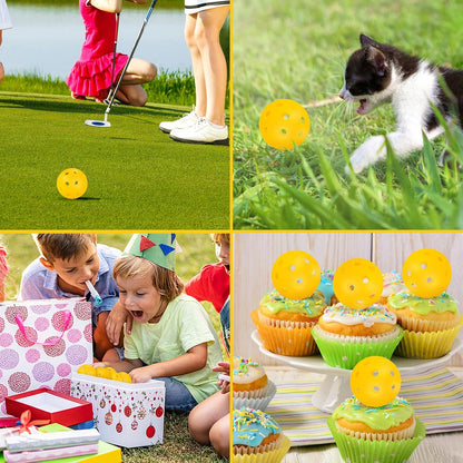 100 Pack Practice Golf Balls Limited Fligh 42mm Golf Balls Practice Training Golf Balls Airflow Hollow Ball for Women Men Indoor Outdoor Backyard Swing Practice Driving (Yellow)