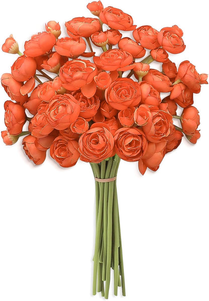 Ranunculus Artificial Flowers 18 Pcs Golden Yellow Faux Silk Mini Ranunculus Bulk Fake Wedding Filler Flowers for DIY Bouquets, Centerpieces, Bridal Shower Decorations & Arrangements