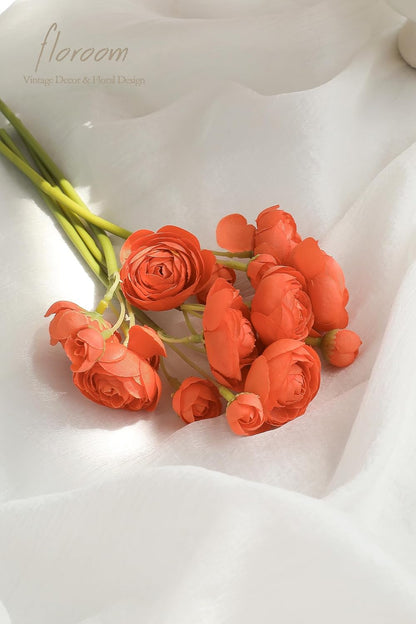 Ranunculus Artificial Flowers 18 Pcs Golden Yellow Faux Silk Mini Ranunculus Bulk Fake Wedding Filler Flowers for DIY Bouquets, Centerpieces, Bridal Shower Decorations & Arrangements