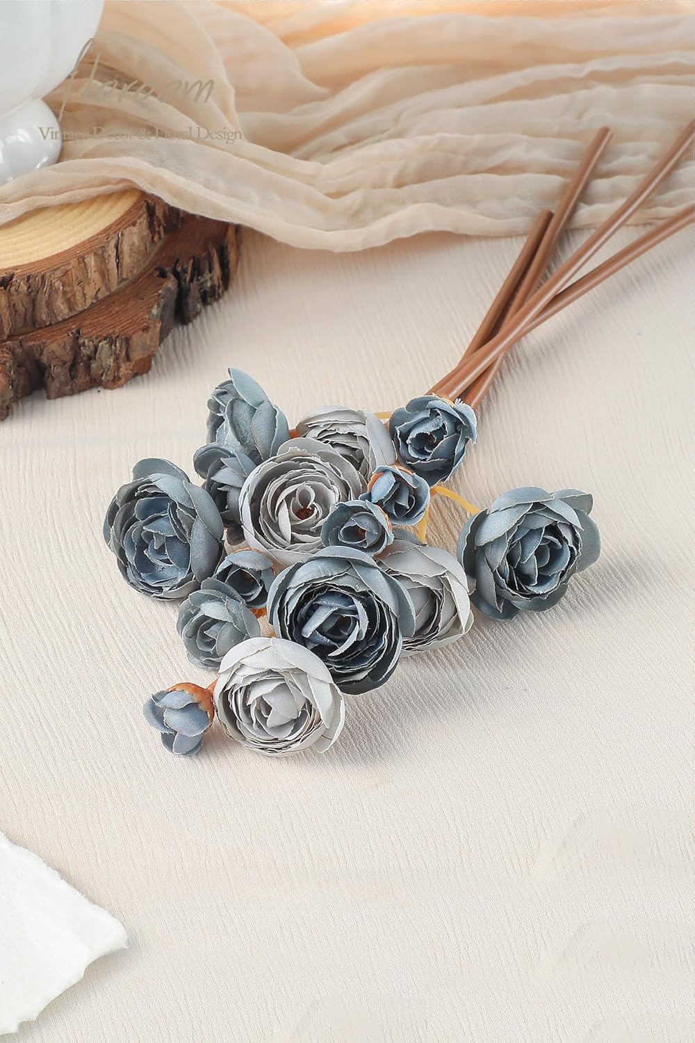 Ranunculus Artificial Flowers 18 Pcs Golden Yellow Faux Silk Mini Ranunculus Bulk Fake Wedding Filler Flowers for DIY Bouquets, Centerpieces, Bridal Shower Decorations & Arrangements
