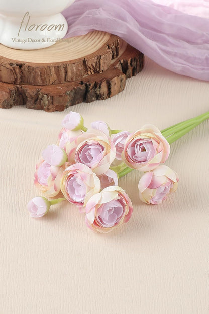 Ranunculus Artificial Flowers 18 Pcs Golden Yellow Faux Silk Mini Ranunculus Bulk Fake Wedding Filler Flowers for DIY Bouquets, Centerpieces, Bridal Shower Decorations & Arrangements