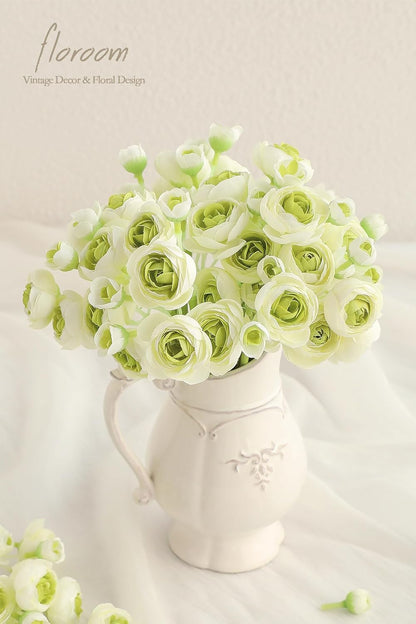 Ranunculus Artificial Flowers 18 Pcs Golden Yellow Faux Silk Mini Ranunculus Bulk Fake Wedding Filler Flowers for DIY Bouquets, Centerpieces, Bridal Shower Decorations & Arrangements