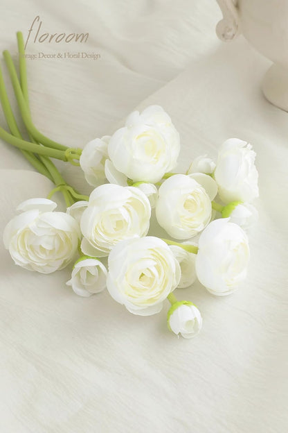 Ranunculus Artificial Flowers 18 Pcs Golden Yellow Faux Silk Mini Ranunculus Bulk Fake Wedding Filler Flowers for DIY Bouquets, Centerpieces, Bridal Shower Decorations & Arrangements