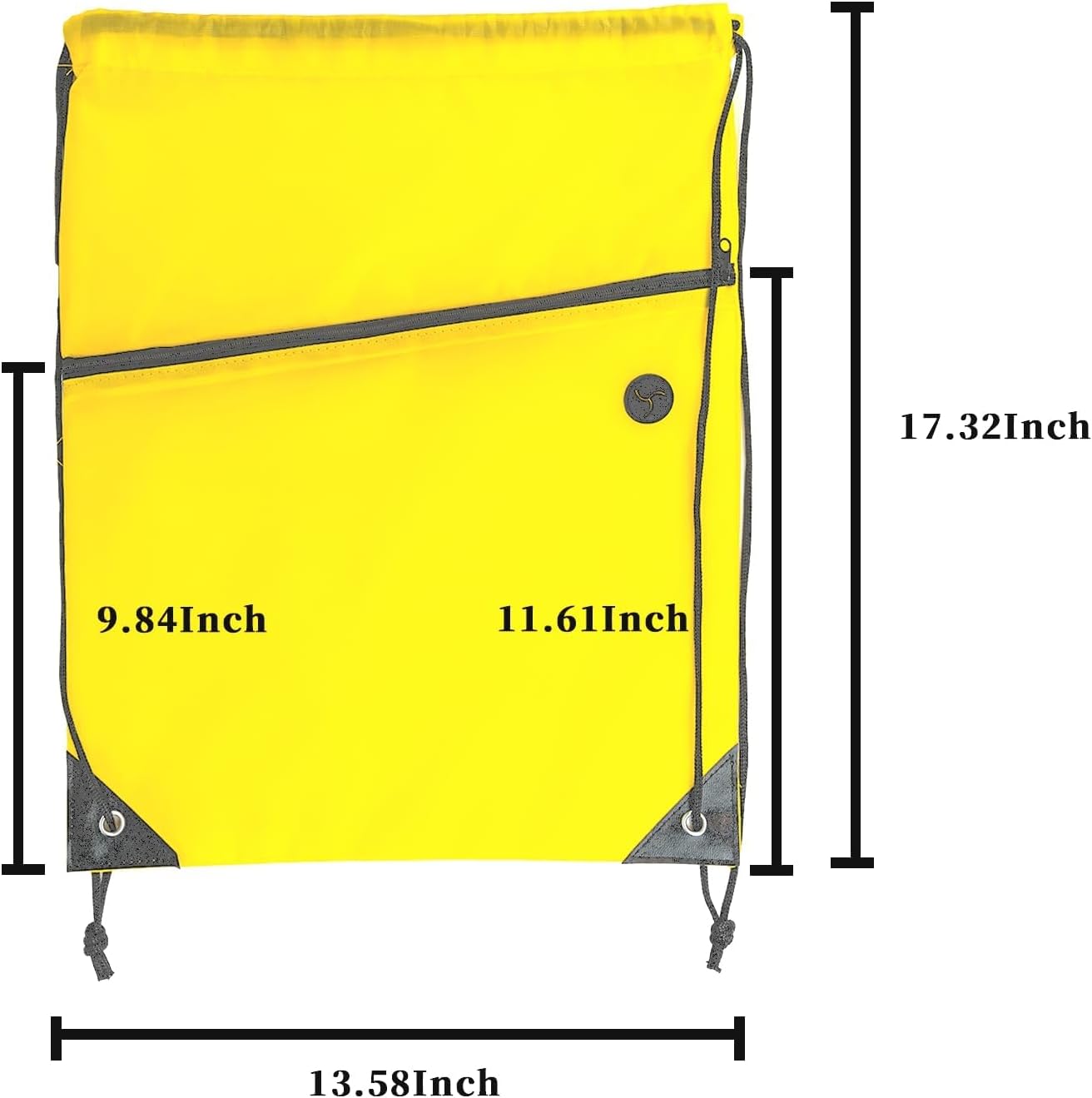 Lightweight Drawstring Backpack – Foldable with 2 Compartments & Zip Pocket | Cable Port for Easy Access | Eco-Friendly for Gym, Travel, Everyday Use (20L, Yellow)