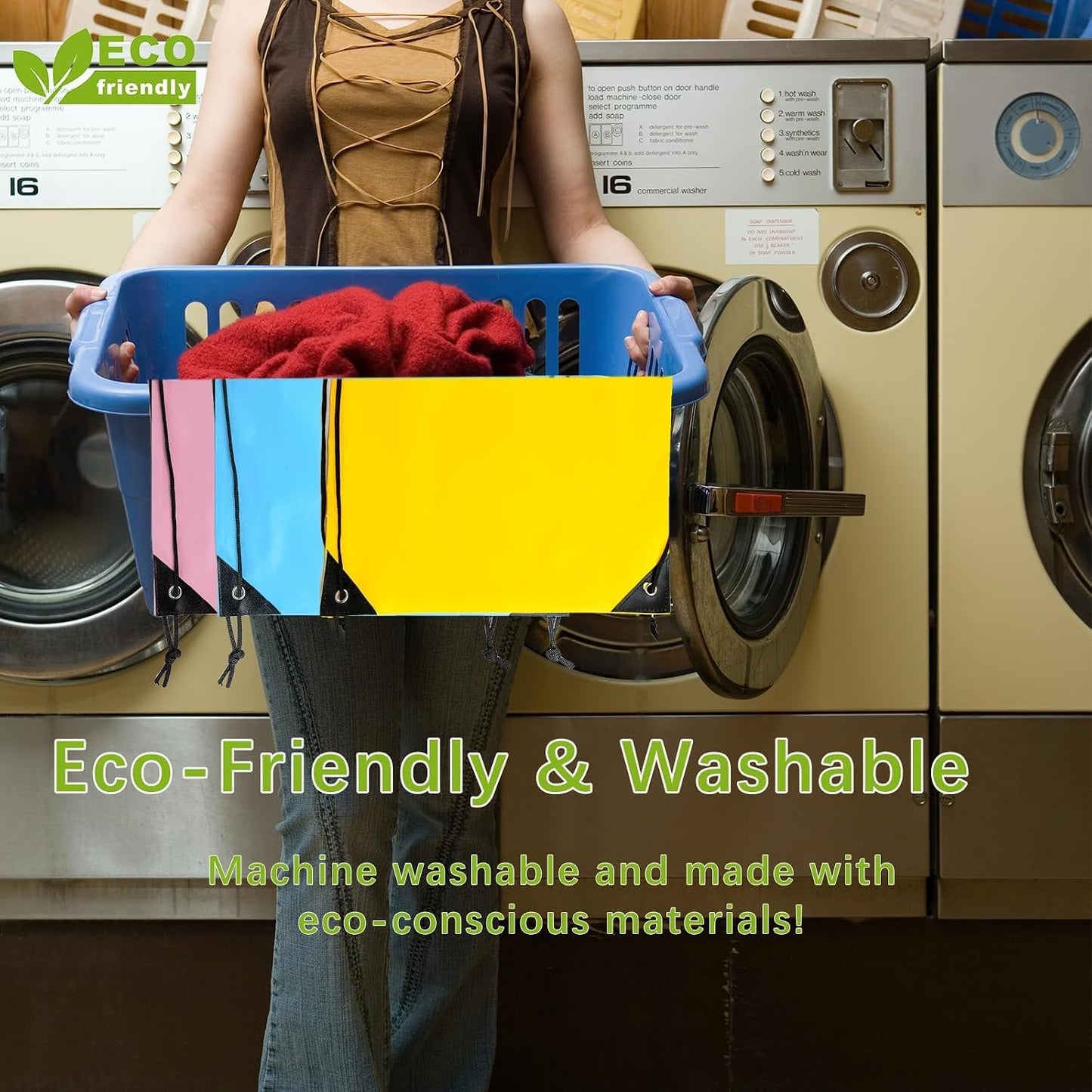 Lightweight Drawstring Backpack – Foldable with 2 Compartments & Zip Pocket | Cable Port for Easy Access | Eco-Friendly for Gym, Travel, Everyday Use (20L, Yellow)