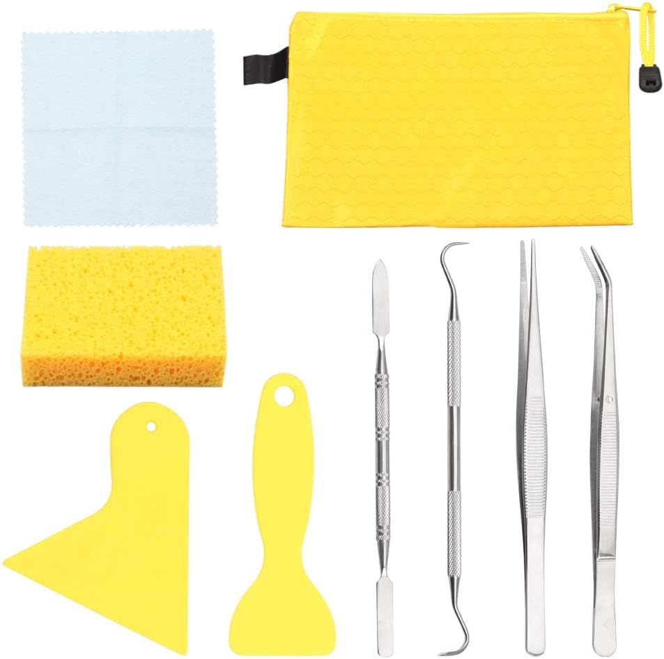 9PCS Mosaic Tools and Supplies Beginners Set Stained Glass Tools | 2 Scrapers, 2 Tweezers, 1 Double-Ended Hook, 1 Spatula, 1 Sponge, 1 Cleaning Cloth, 1 Zippered Waterproof Bag