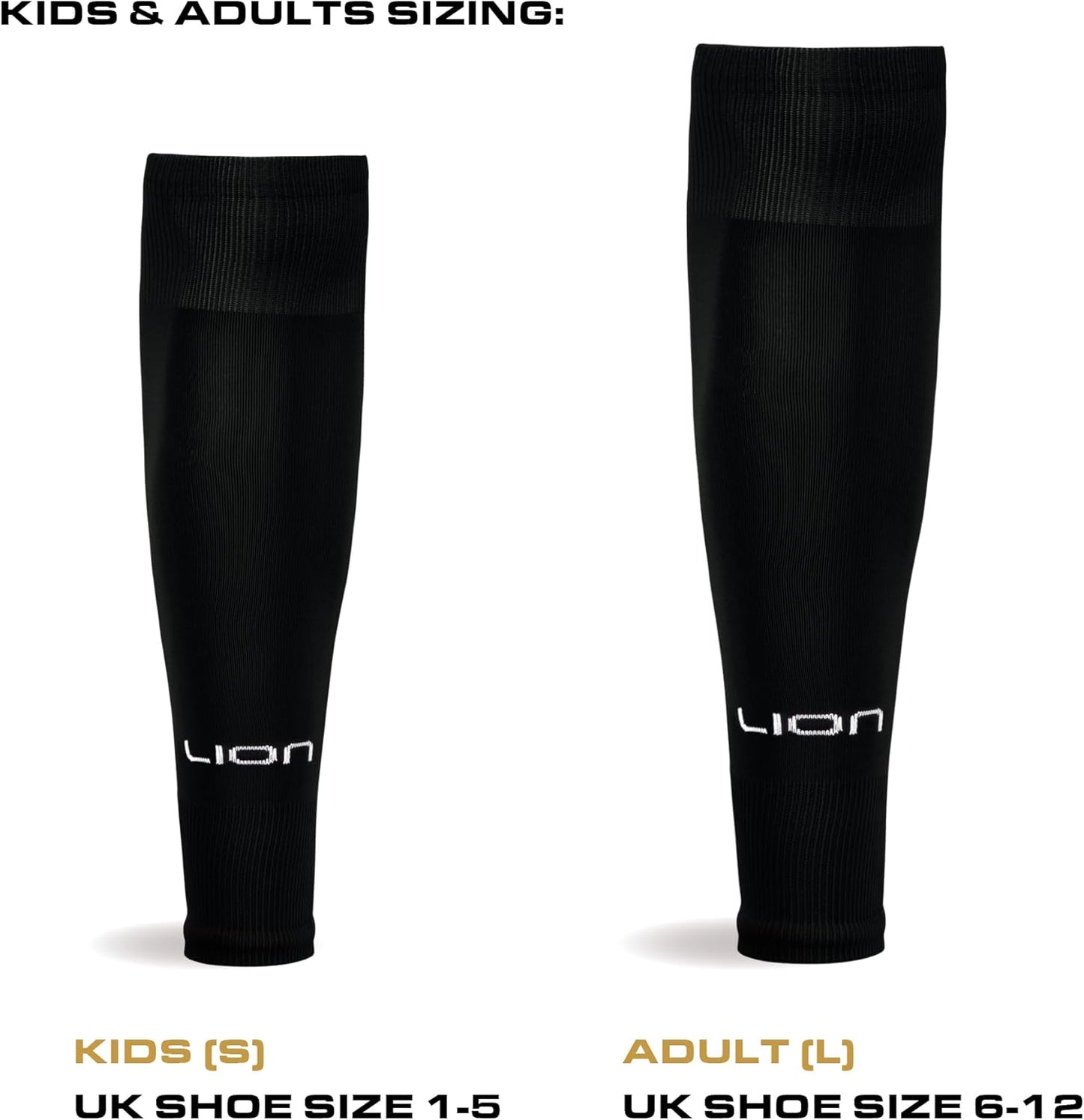 Kids Youth Elite Match Soccer Leg Sleeves – Pre Cut Sock Sleeves for Grip Socks - Multiple Colors Available