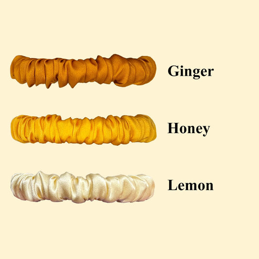 3 Pcs Set 100% Pure Mulberry Silk Hair Scrunchies (Yellow) | Silk Hair Ties for Thin Hair with 3 Chic Colors Everyday Skinny Scrunchies Silk Ponytail Holders Hair Care No Damage