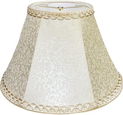 Beige bell lamp shade, 8.75" top x 17.75" bottom x 11" straight height spider shade for Floor Light and Table Lamp, bohemian style decorative light yellow floral pattern