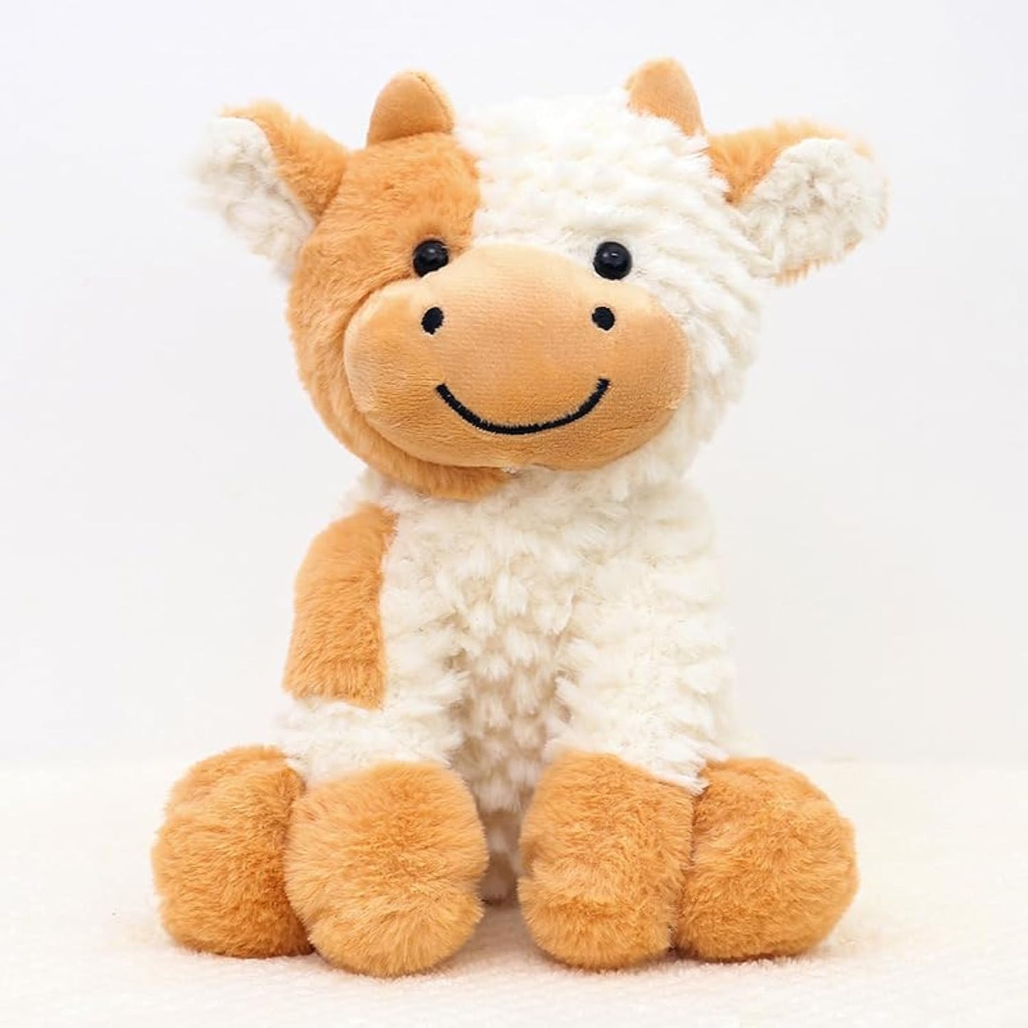 Cow Stuffed Animal Cute Cow Plush Doll Toy 8 inch for Girls Boys (Siting Cow Yellow)