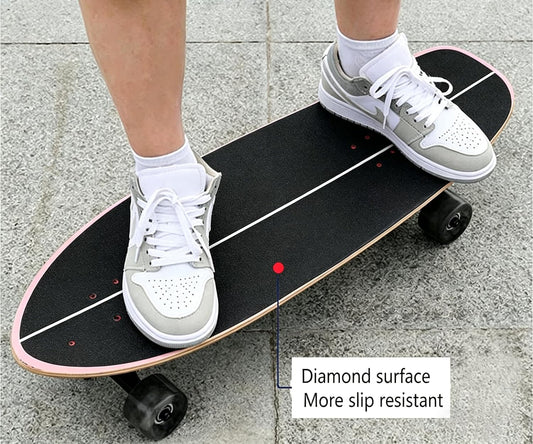Surf Skateboards 30" x 9.5" Youth Surfskate Cruiser Surf-Like for Beginners Double Kick Deck Girls or Boys Kids Complete Skateboard