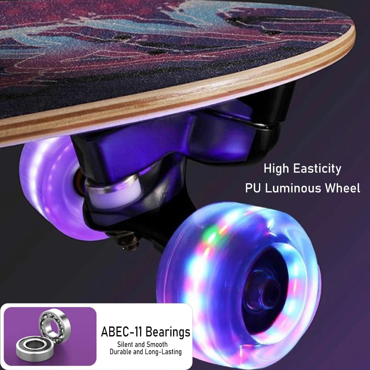 Surf Skateboards 30" x 9.5" Youth Surfskate Cruiser Surf-Like for Beginners Double Kick Deck Girls or Boys Kids Complete Skateboard