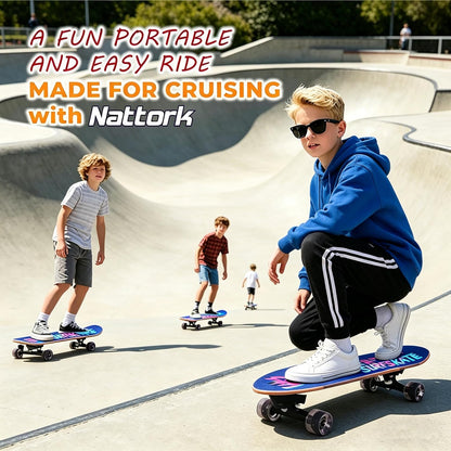 Surf Skateboards 30" x 9.5" Youth Surfskate Cruiser Surf-Like for Beginners Double Kick Deck Girls or Boys Kids Complete Skateboard
