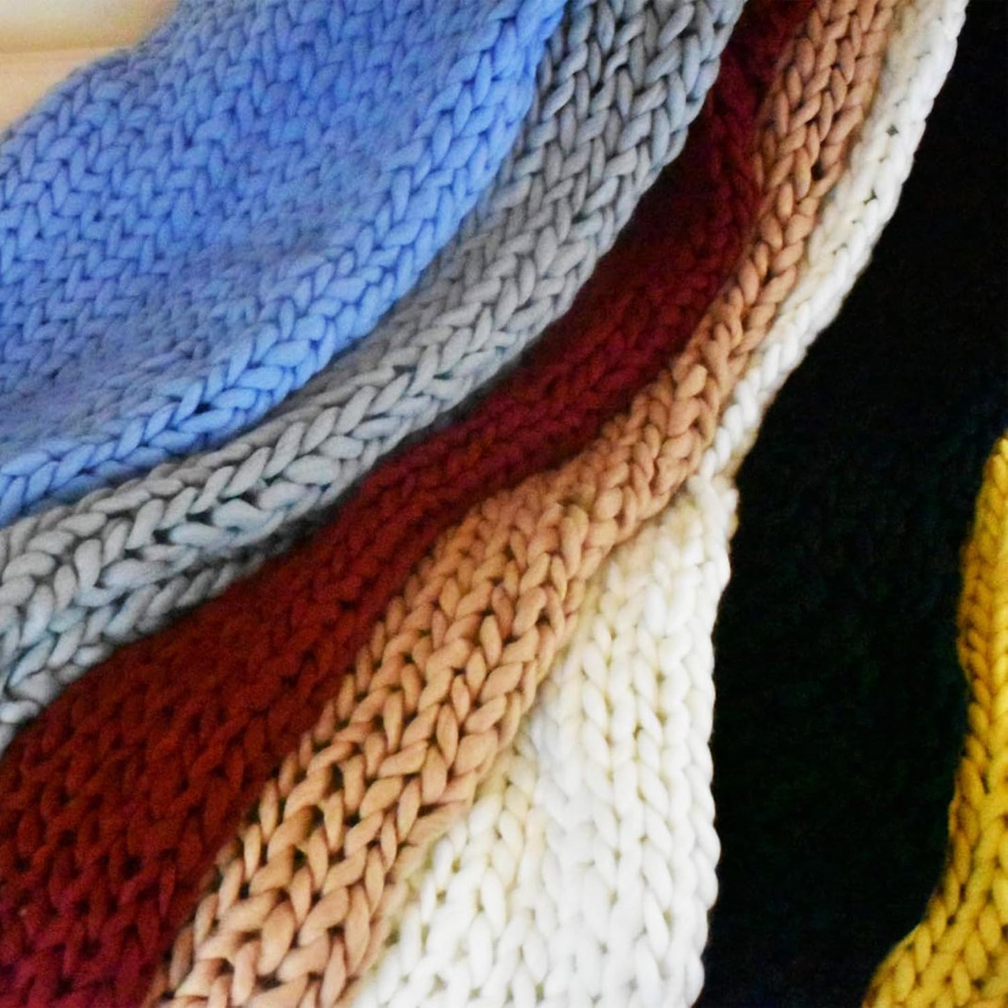 Chunky Knit Blanket (50 x 60 Inches) Warm Soft Cozy for Lounge Sofa & Bedroom, Handmade Knitted Yarn Throw Blanket (Yellow, 1)