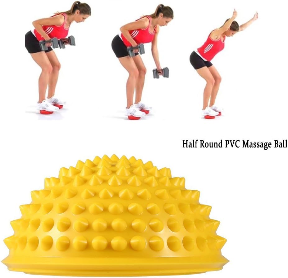 Foot Massage Half Ball, 2 Pcs Yoga Half Ball Physical Fitness Appliance Exercise Balance Ball Massage Mat Exercise Stepping Stones Balance pods Gym Yoga Pilates Ball (Yellow)