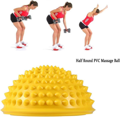 Foot Massage Half Ball, 2 Pcs Yoga Half Ball Physical Fitness Appliance Exercise Balance Ball Massage Mat Exercise Stepping Stones Balance pods Gym Yoga Pilates Ball (Yellow)