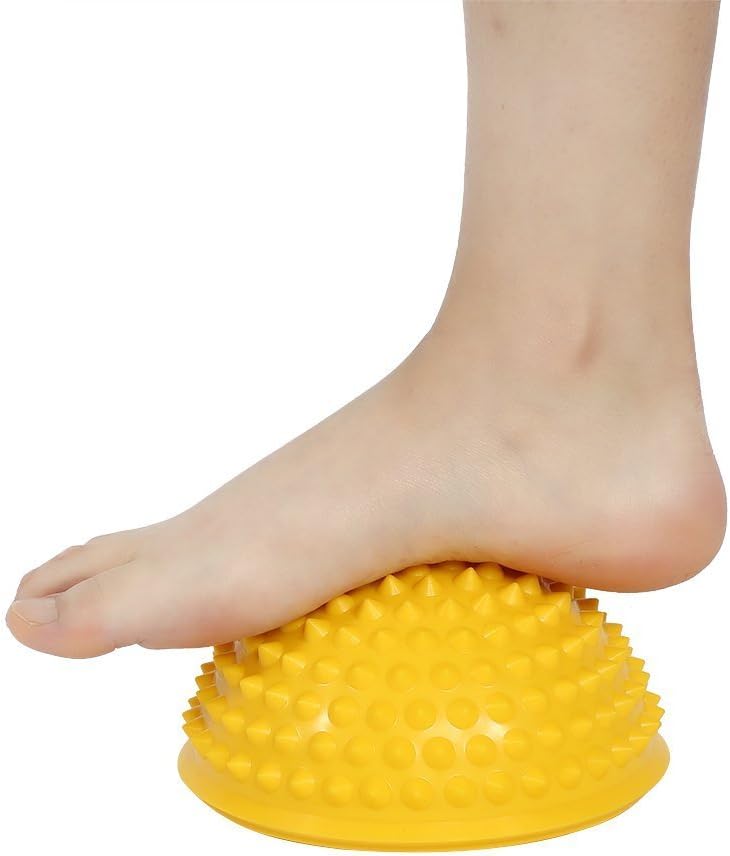 Foot Massage Half Ball, 2 Pcs Yoga Half Ball Physical Fitness Appliance Exercise Balance Ball Massage Mat Exercise Stepping Stones Balance pods Gym Yoga Pilates Ball (Yellow)