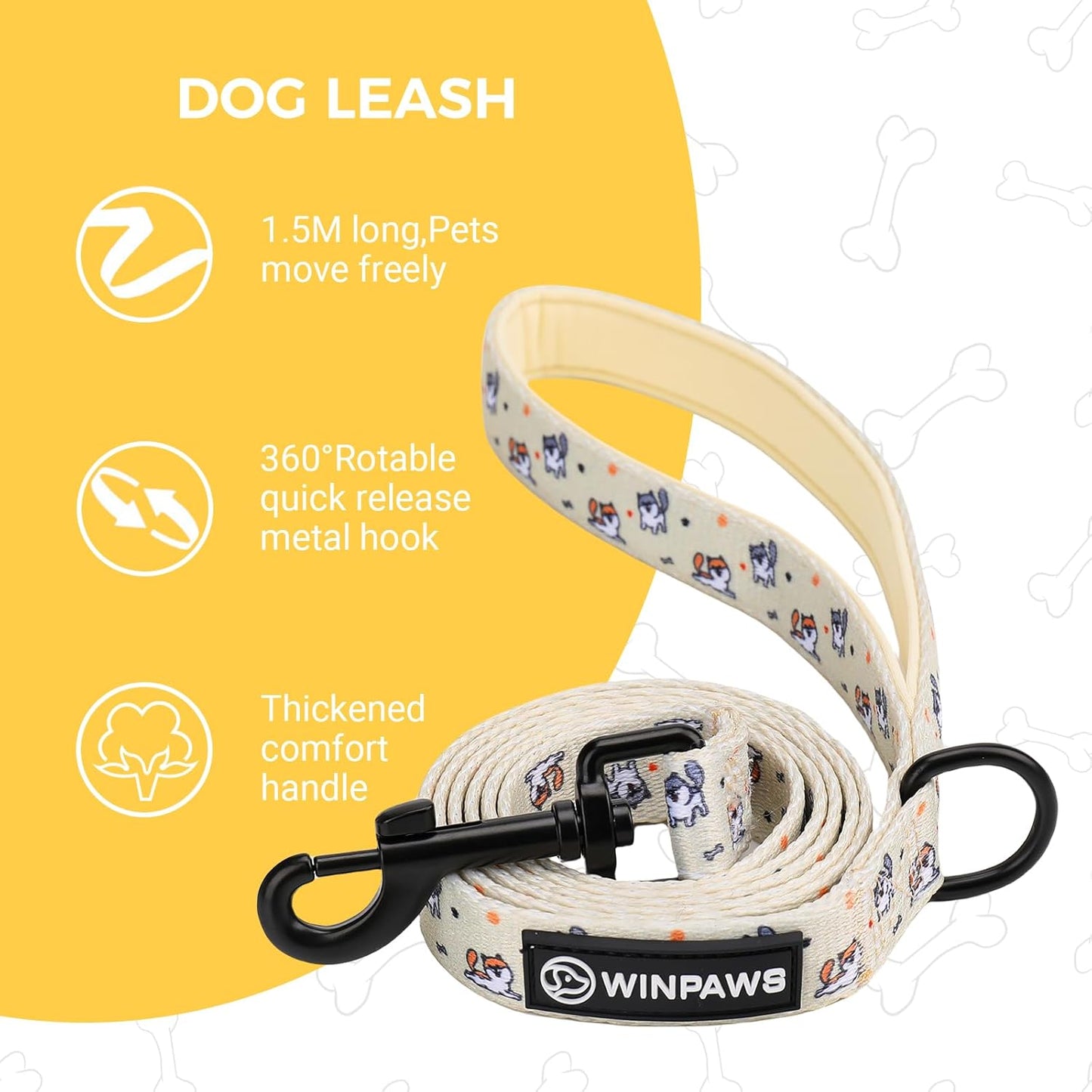 Dog Harness and Leash Collar Set with Dog Poop Bag Holder and Bandanas, Escape Proof Adjustable Puppy Cat Vest with Soft Mesh Padded, Pet Supplies for Small Medium Large Dogs Kitten(Yellow Puppy,XS)