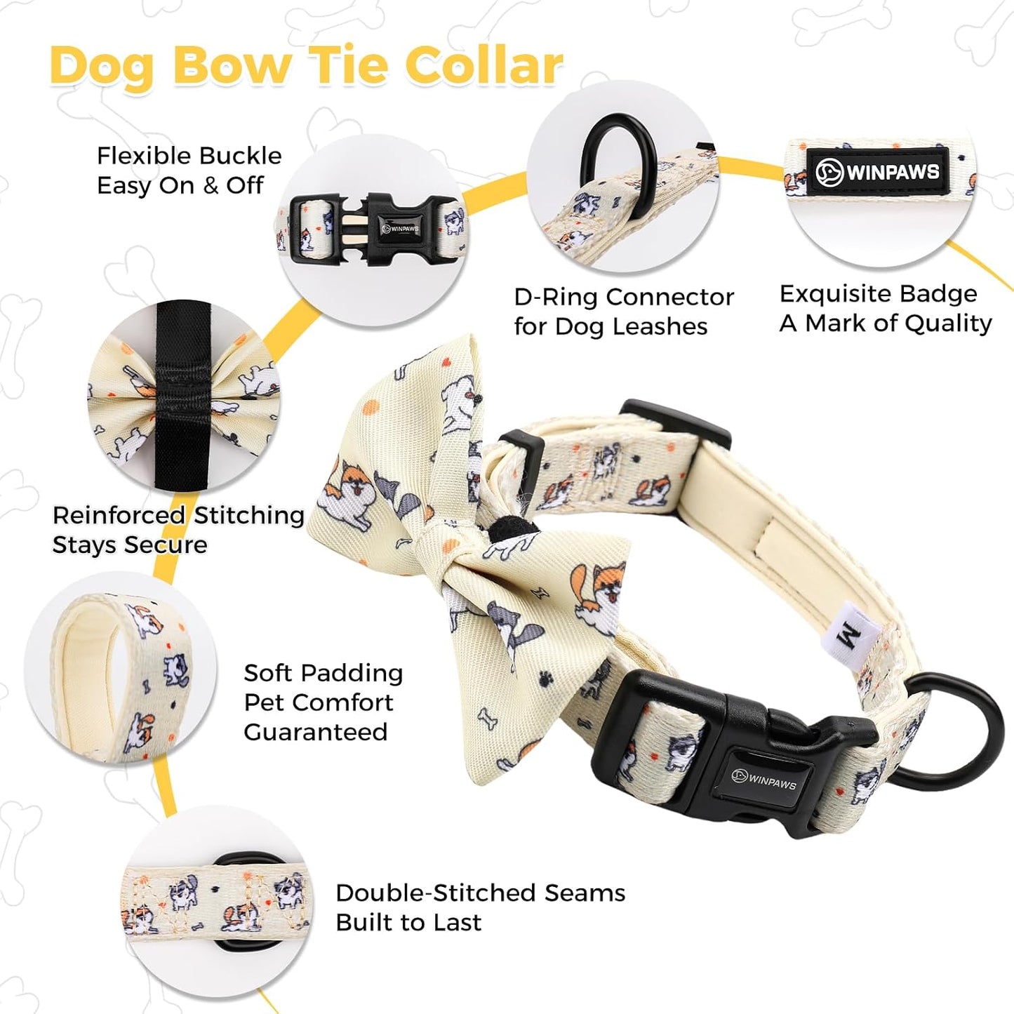 Dog Harness and Leash Collar Set with Dog Poop Bag Holder and Bandanas, Escape Proof Adjustable Puppy Cat Vest with Soft Mesh Padded, Pet Supplies for Small Medium Large Dogs Kitten(Yellow Puppy,XS)