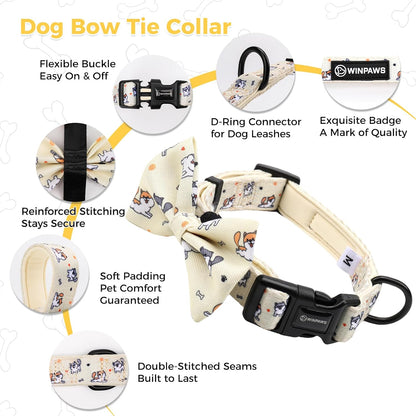 Dog Harness and Leash Collar Set with Dog Poop Bag Holder and Bandanas, Escape Proof Adjustable Puppy Cat Vest with Soft Mesh Padded, Pet Supplies for Small Medium Large Dogs Kitten(Yellow Puppy,XS)