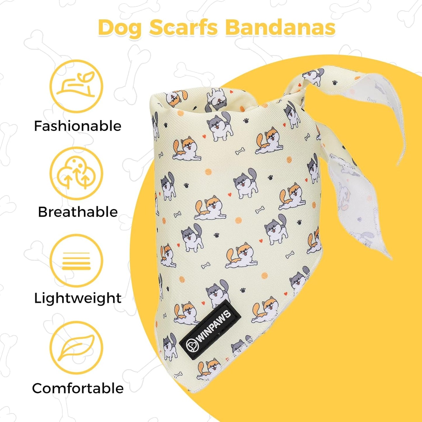 Dog Harness and Leash Collar Set with Dog Poop Bag Holder and Bandanas, Escape Proof Adjustable Puppy Cat Vest with Soft Mesh Padded, Pet Supplies for Small Medium Large Dogs Kitten(Yellow Puppy,XS)