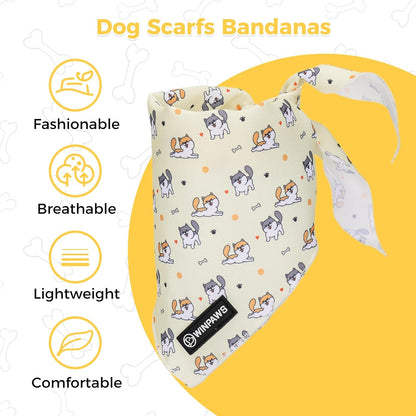 Dog Harness and Leash Collar Set with Dog Poop Bag Holder and Bandanas, Escape Proof Adjustable Puppy Cat Vest with Soft Mesh Padded, Pet Supplies for Small Medium Large Dogs Kitten(Yellow Puppy,XS)
