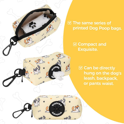 Dog Harness and Leash Collar Set with Dog Poop Bag Holder and Bandanas, Escape Proof Adjustable Puppy Cat Vest with Soft Mesh Padded, Pet Supplies for Small Medium Large Dogs Kitten(Yellow Puppy,XS)