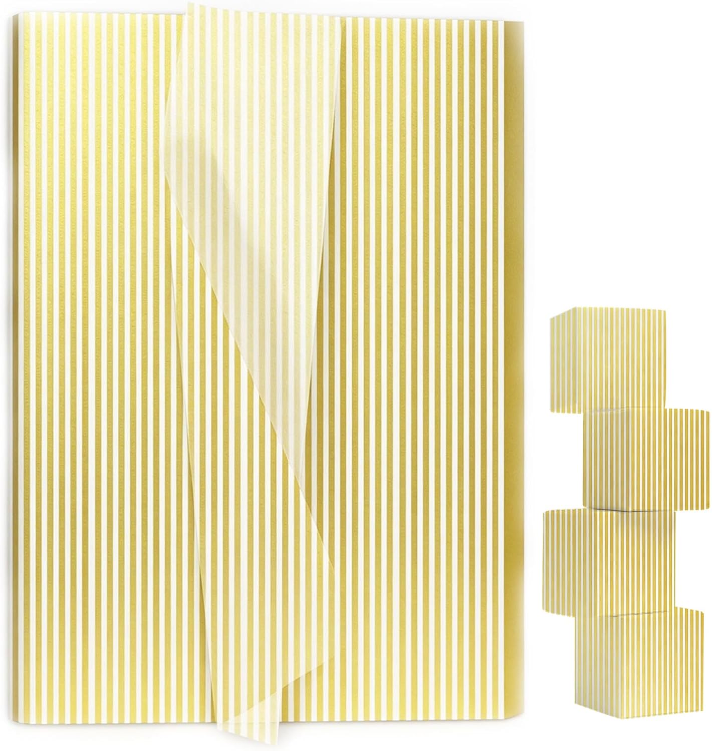 100 Sheets Yellow Striped Tissue Paper 14 x 20 Inches Yellow and White Striped Gift Wrapping Tissue Paper for Gift Bags Wedding Birthday Party Packaging Crafts