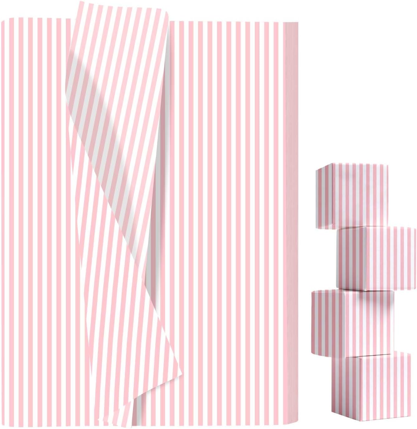 100 Sheets Yellow Striped Tissue Paper 14 x 20 Inches Yellow and White Striped Gift Wrapping Tissue Paper for Gift Bags Wedding Birthday Party Packaging Crafts