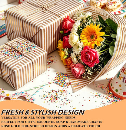 100 Sheets Yellow Striped Tissue Paper 14 x 20 Inches Yellow and White Striped Gift Wrapping Tissue Paper for Gift Bags Wedding Birthday Party Packaging Crafts