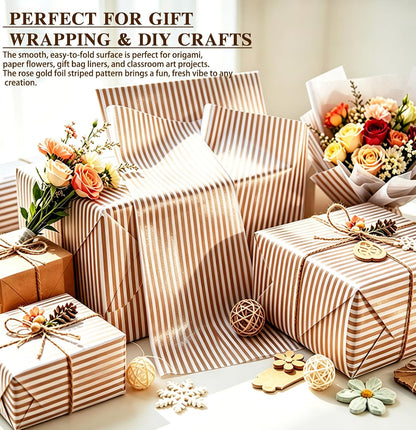 100 Sheets Yellow Striped Tissue Paper 14 x 20 Inches Yellow and White Striped Gift Wrapping Tissue Paper for Gift Bags Wedding Birthday Party Packaging Crafts