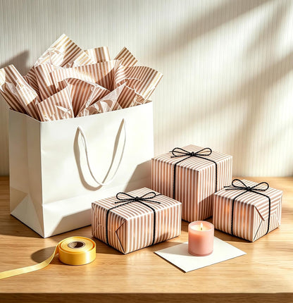 100 Sheets Yellow Striped Tissue Paper 14 x 20 Inches Yellow and White Striped Gift Wrapping Tissue Paper for Gift Bags Wedding Birthday Party Packaging Crafts